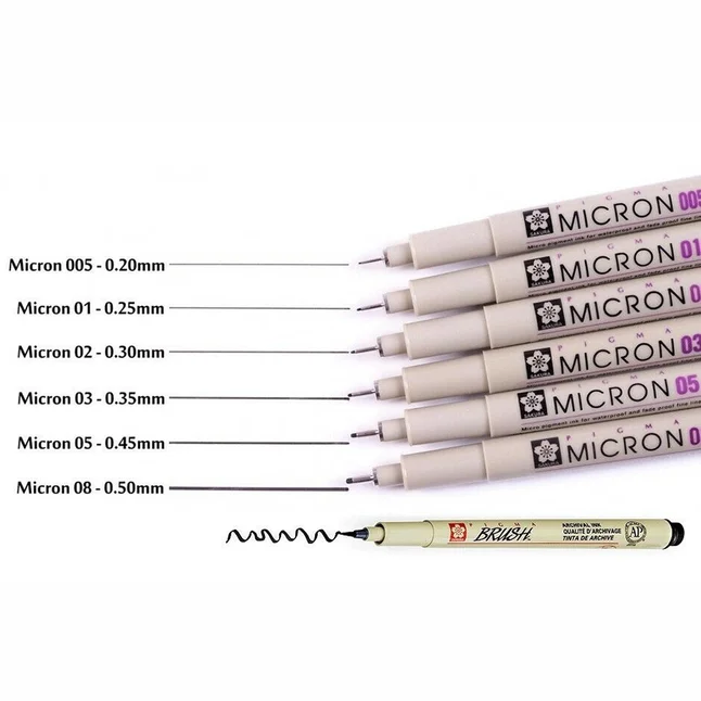 Набір лінерів PIGMA Micron 6шт + PIGMA BRUSH В ПОДАРУНОК Sakura — Photo 1