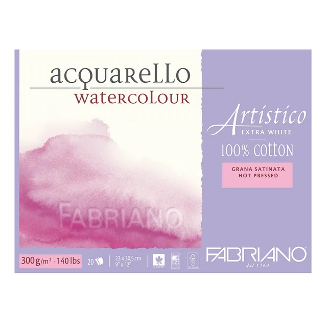 Склейка для акварелі Artistico EXTRA WHITE 23х30,5см 300г/м2 20л дрібне зерно Fabriano