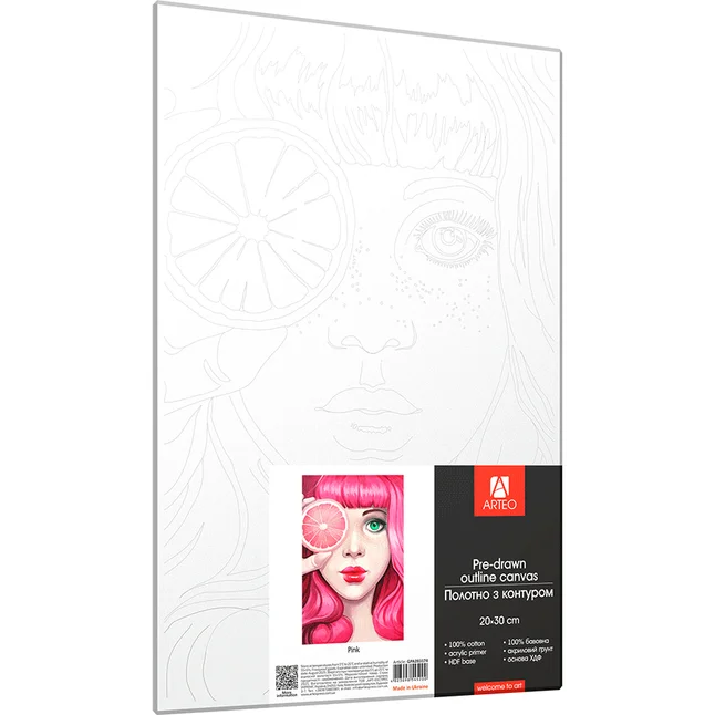 Полотно на ХДФ з контуром Pink 20×30 бавовна акрил Arteo — Photo 1