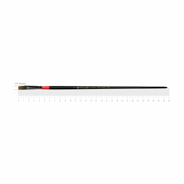 Пензель синтетика плоска Red stripe 1018 № 6 довга ручка KOLOS