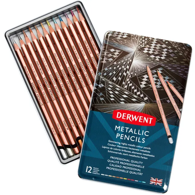 Набір кольорових олівців Metallic 12кол металева коробка Derwent — Photo 1