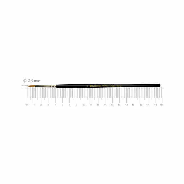 Пензель колонок круглий Classic 3007R №3 коротка ручка KOLOS