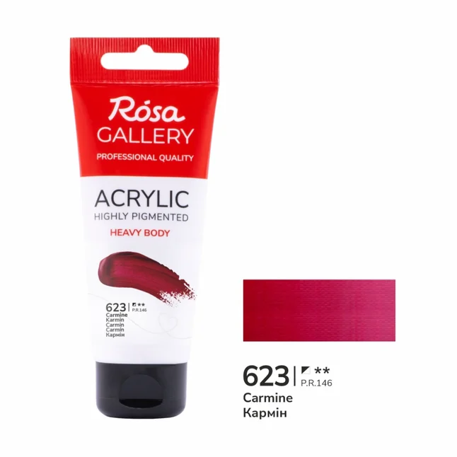 Фарба акрилова Кармінова (623) 60мл ROSA Gallery