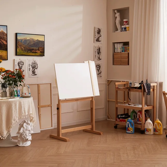 Дерев'яний художній стіл 90×60×84см, з регульованою висотою (6063) MEEDEN — Photo 12