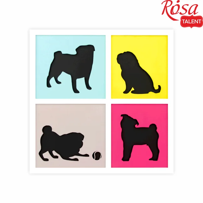 Набір картина 3D „4 Dogs“ МДФ ґрунтоване 3 шари 30х30см ROSA TALENT