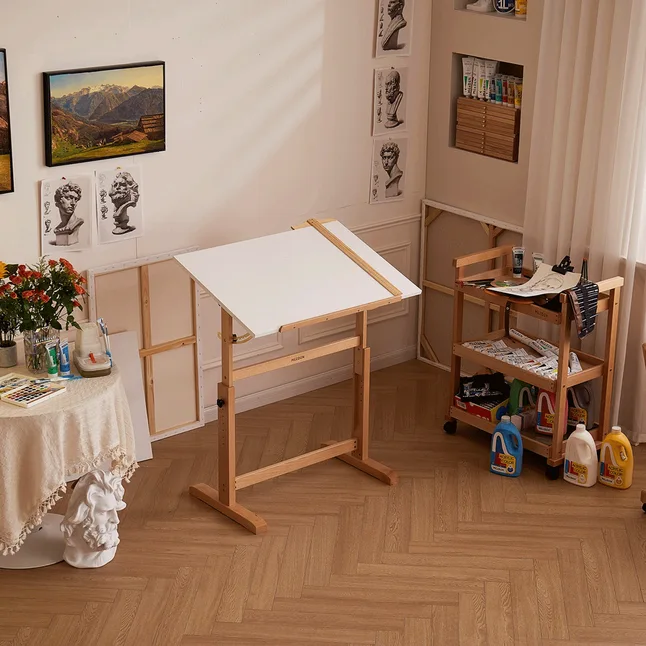 Дерев'яний художній стіл 90×60×84см, з регульованою висотою (6063) MEEDEN — Photo 11