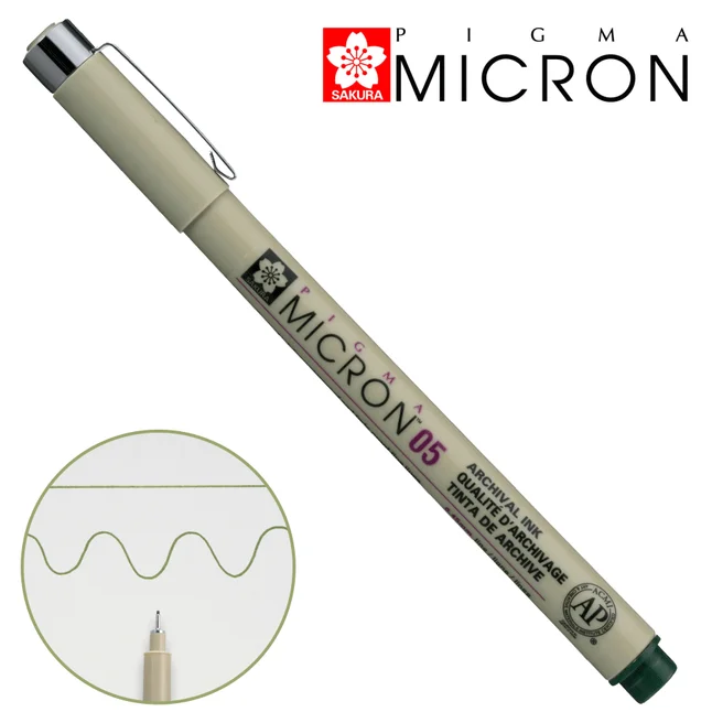 Лінер PIGMA MICRON (0.5), 0,45мм, Темно-зелений, Sakura