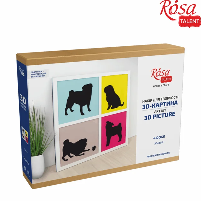 Набір картина 3D „4 Dogs“ МДФ ґрунтоване 3 шари 30х30см ROSA TALENT — Photo 2