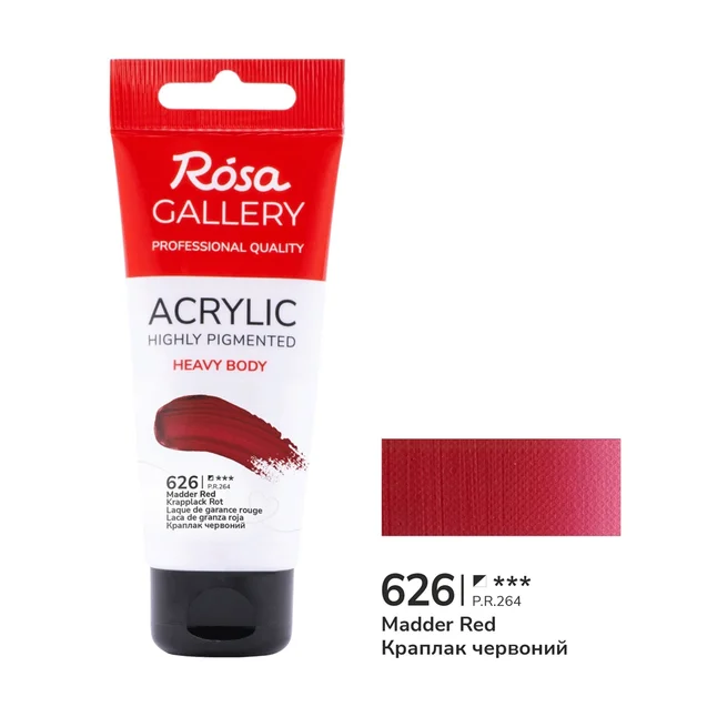 Фарба акрилова Краплак червоний (626) 60мл ROSA Gallery