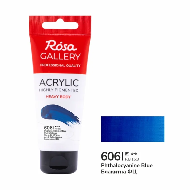 Фарба акрилова Блакитна ФЦ (606) 60мл ROSA Gallery