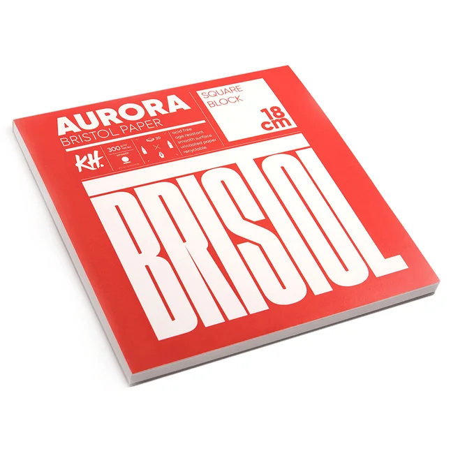 Блок для рисунку (Bristol) 18х18см 300 г/м2 20 л білий 100% целюлоза Aurora — Photo 1