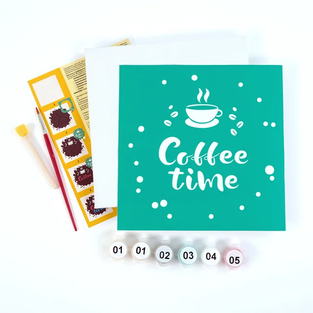 Набір намалюй картину з трафаретом „Coffee Time“ 20х20см ROSA START