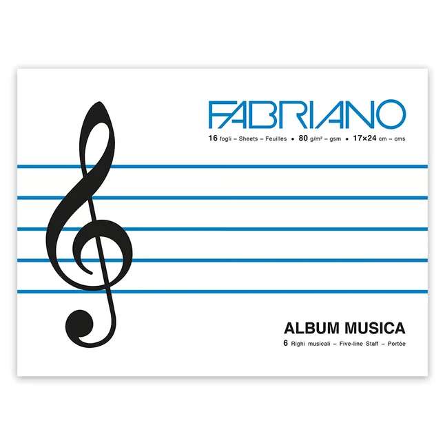 Альбом для нот, MUSICA, 17х24см, 80г/м2, 16л, Fabriano