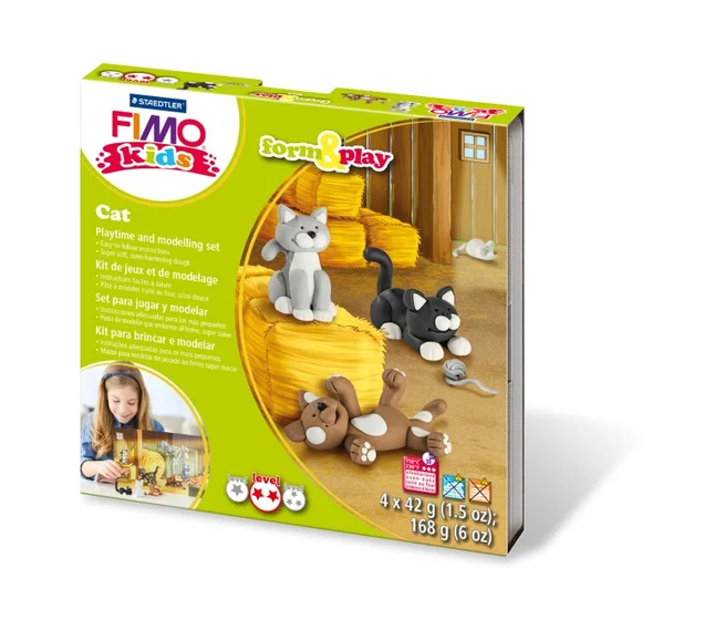 Набір пластики Fimo kids "Котики" 4кол 42г Fimo