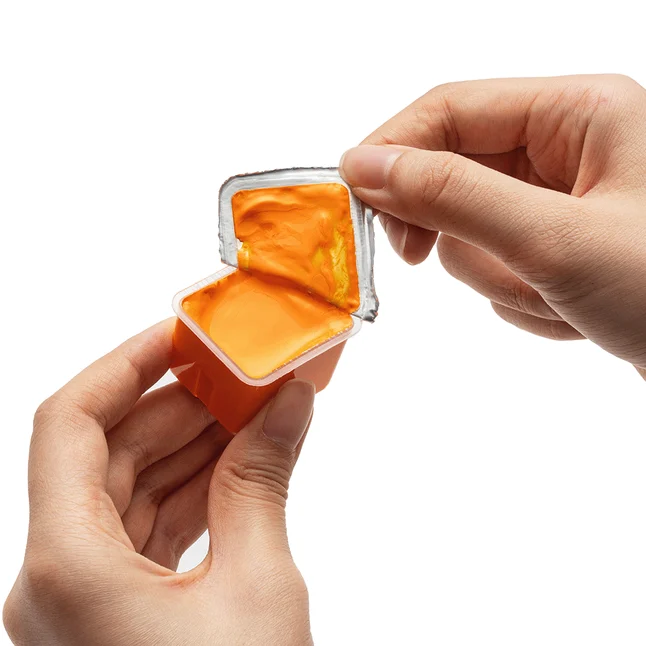 Набір гуашевих фарб HIMI Jelly Cup 18x30 мл, 3 пензлі, жовтий пластиковий пенал — Photo 2