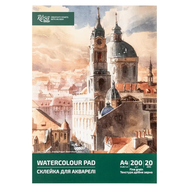 Склейка для акварелі А4 21×29,7 см 200г/м2 20л ROSA Studio