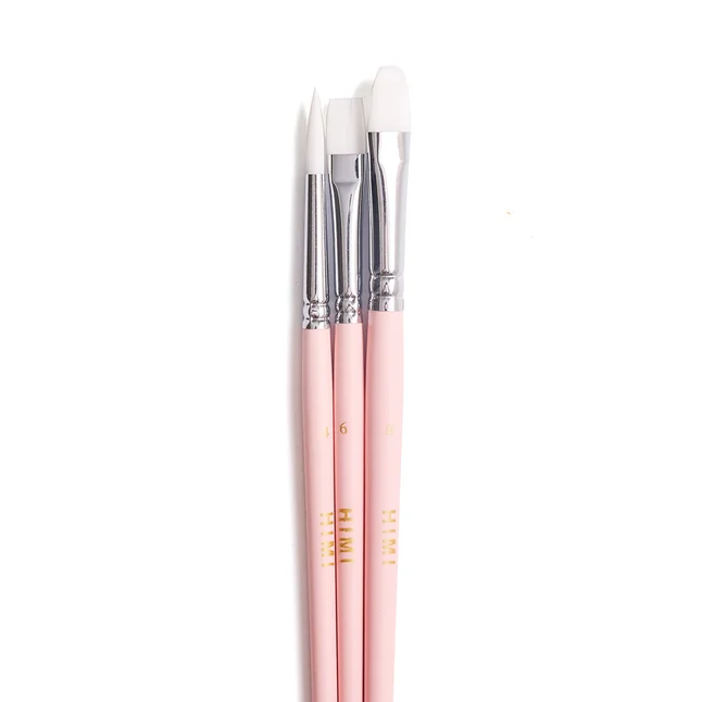 Набір пензлів HIMI 3 шт. круглий, плоский, овальний, Pink Edition — Photo 1