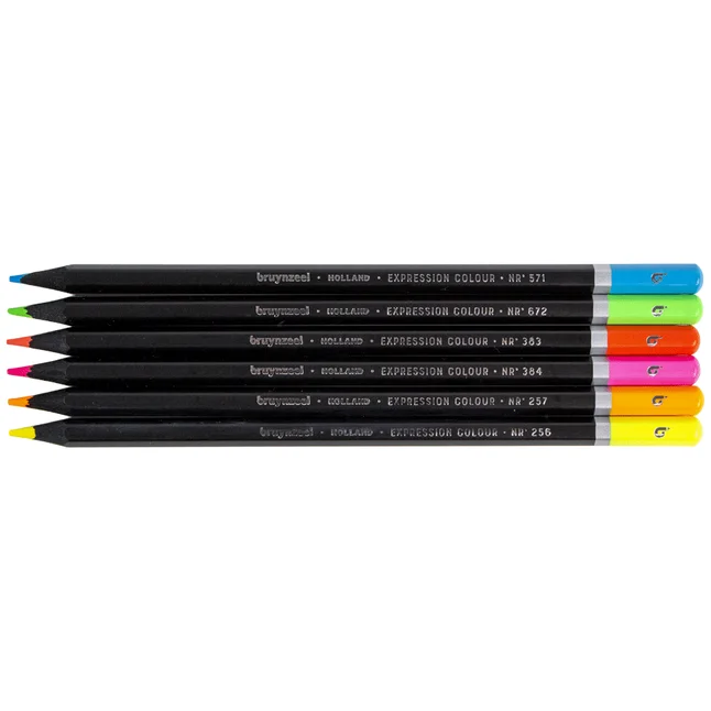 Набір кольорових олівців EXPRESSION NEON 6шт металева коробка Bruynzeel — Photo 4