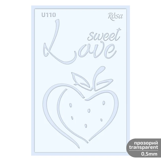Трафарет багаторазовий універсальний №U110 серія Love 13х20см прозорий 0,5мм ROSA TALENT Talent