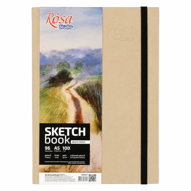 Блокнот A5 (14,8х21см) 100г/м2 96л. кремовий ROSA Studio