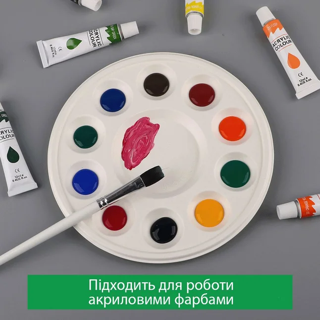 Палітра SINOART, бамбукова, біорозкладна, діаметр 18,7 см, 10 лунок, 10 шт в упаковці — Photo 9