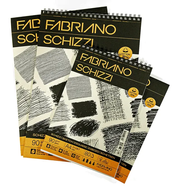 Альбом для ескізів на спіралі Schizzi Sketch А4 90г/м2 80л 20% бавовна Fabriano — Photo 1